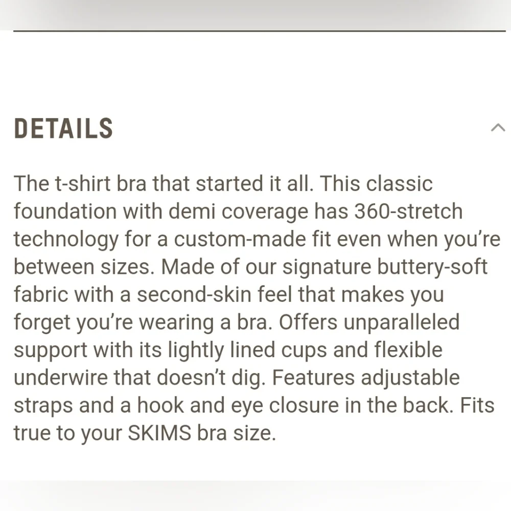 SKIMS Fits Everybody T-Shirt Bra in Jasper, Size 44D. NWT - Picture 6 of 9